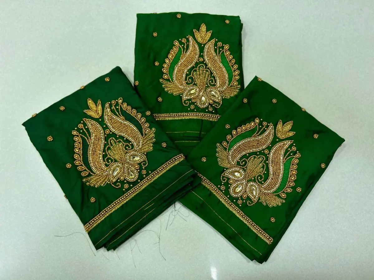 Timeless Elegance – Green Buti Aari Work Blouse for Graceful Statements