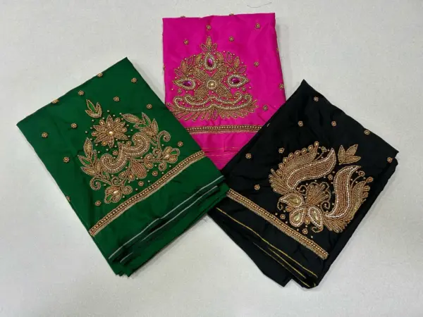 Timeless Elegance – Green Buti Aari Work Blouse for Graceful Statements