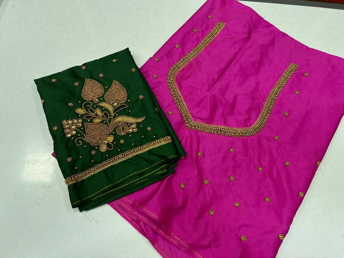 Unbeatable Style – Green Beads Work Blouse at Limited-Time Offer