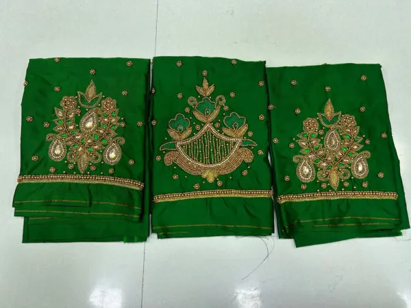 Unbeatable Style – Green Beads Work Blouse at Limited-Time Offer