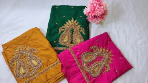 Vibrant Beauty – on Mango Buti Blouse Design 4