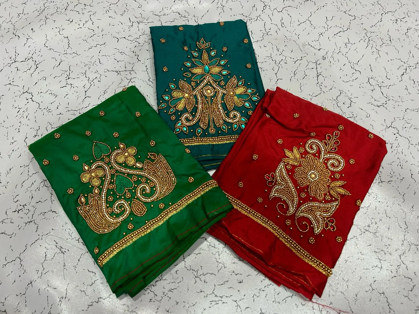 Bottle Green Designer Aari Work Blouse – Sophisticated & Striking