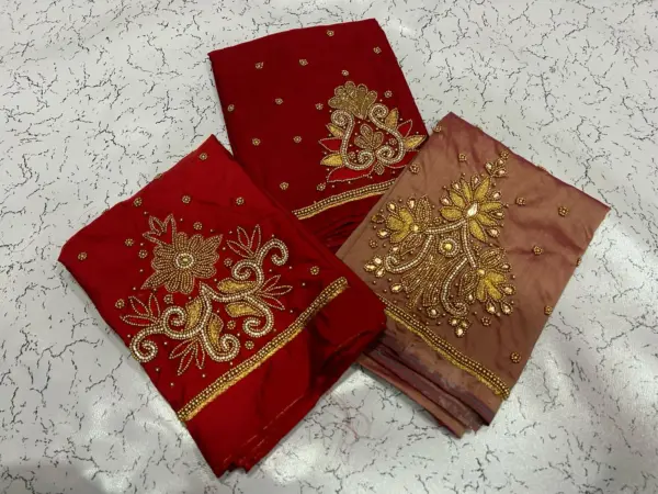 Bottle Green Designer Aari Work Blouse – Sophisticated & Striking