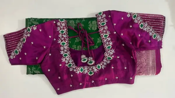 Bridal Perfection – Designer Pearl Embellished Net Blouse in Regal Purple