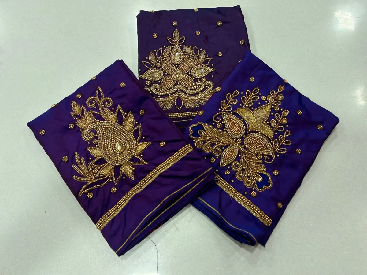 Charming Blue Aari Blouse – Designer Beads Work at Offer Price 10