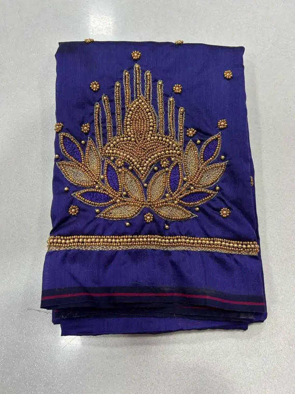 Charming Blue Aari Blouse – Designer Beads Work at Offer Price