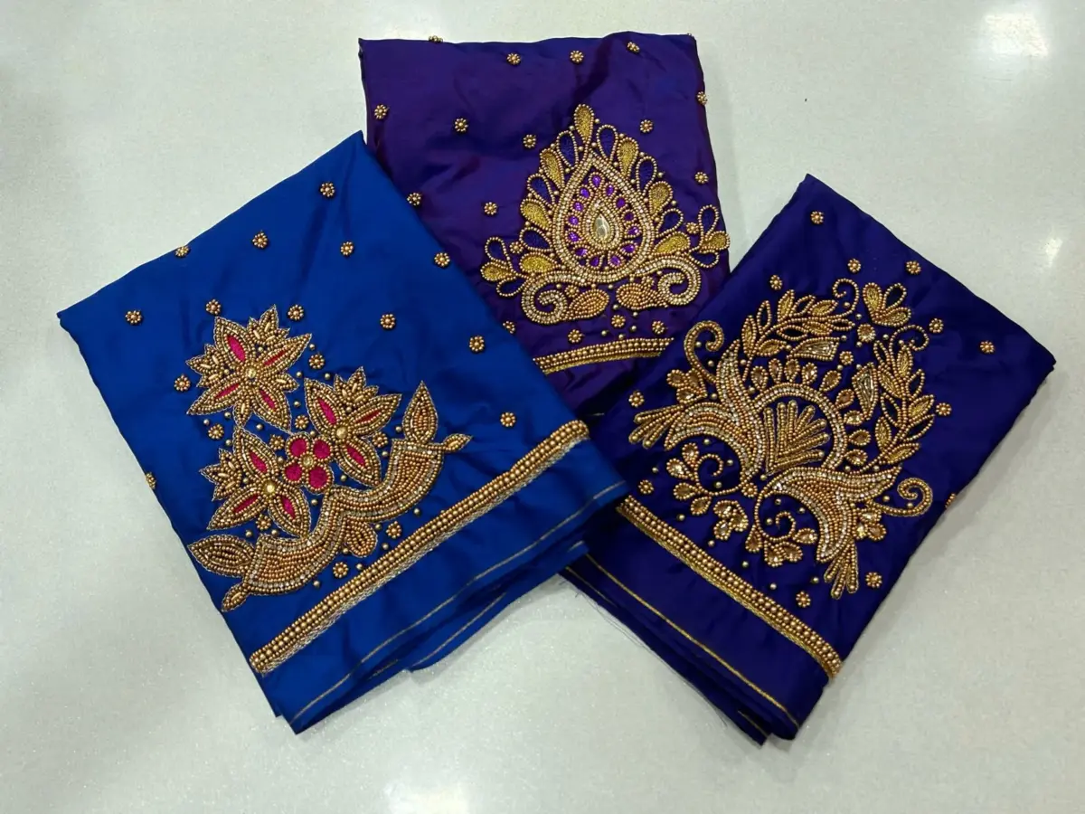 Charming Blue Aari Blouse – Designer Beads Work at Offer Price 3