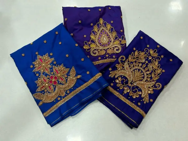 Charming Blue Aari Blouse – Designer Beads Work at Offer Price