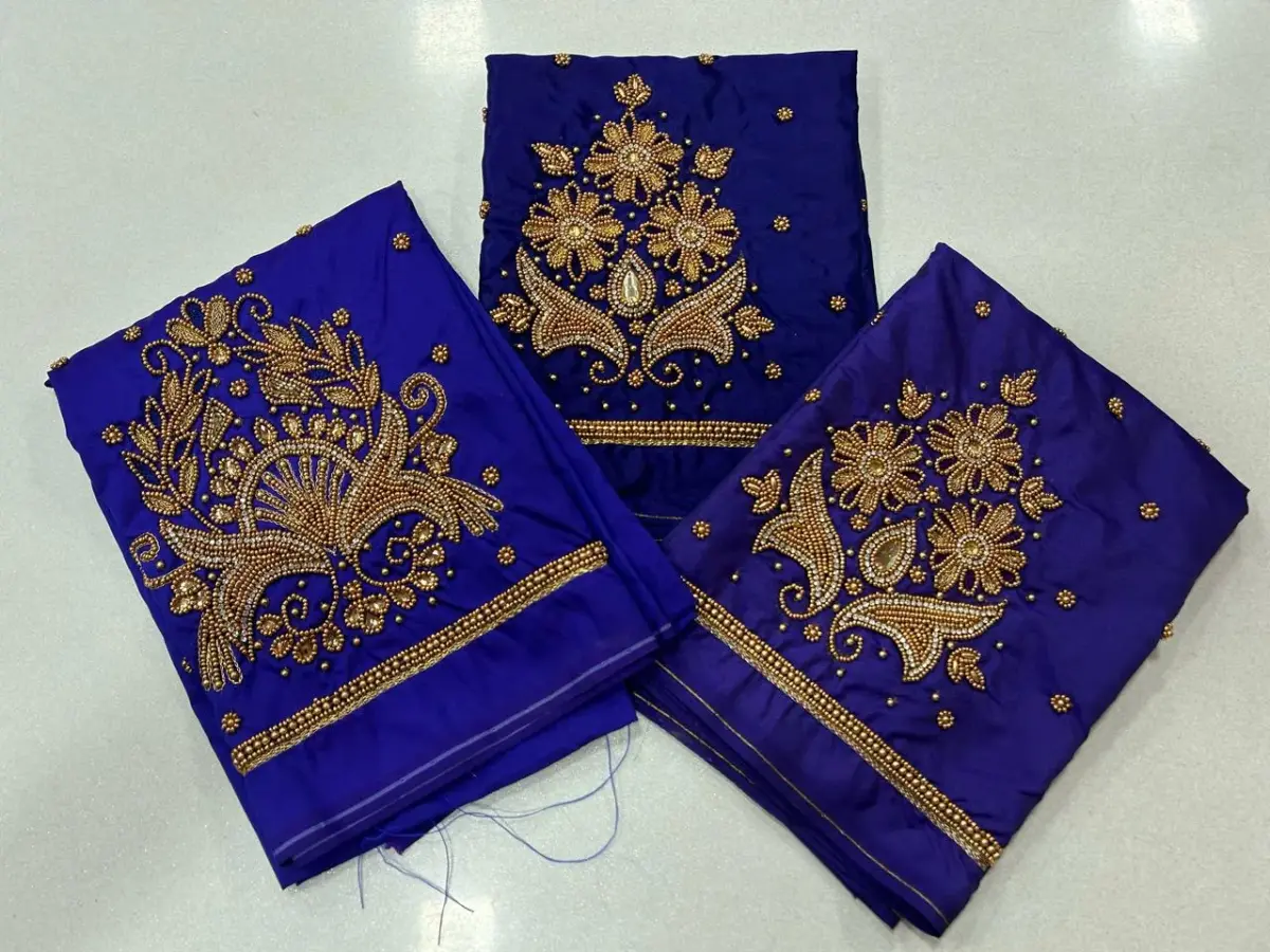 Charming Blue Aari Blouse – Designer Beads Work at Offer Price 5