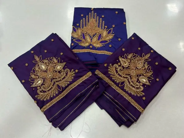 Charming Blue Aari Blouse – Designer Beads Work at Offer Price