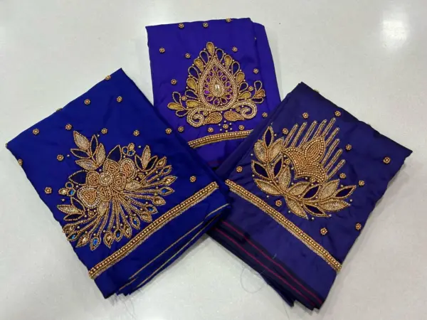 Charming Blue Aari Blouse – Designer Beads Work at Offer Price