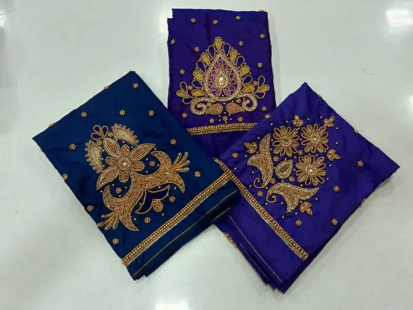 Charming Blue Aari Blouse – Designer Beads Work at Offer Price