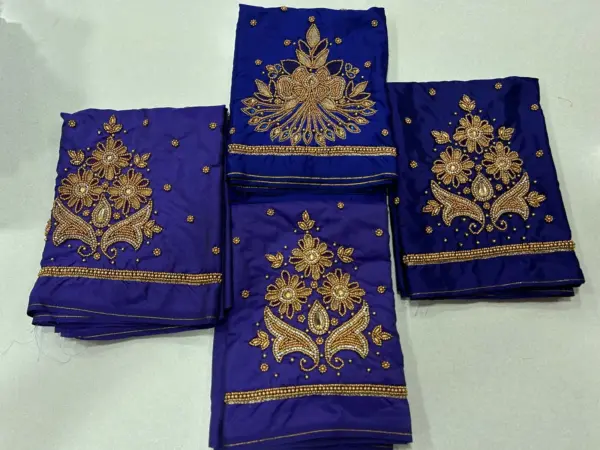 Charming Blue Aari Blouse – Designer Beads Work at Offer Price