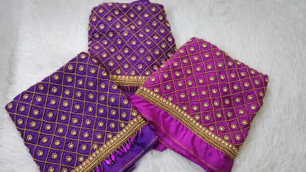 Chic Checks Aari Work Blouse – Trending Design at Unmissable Offer