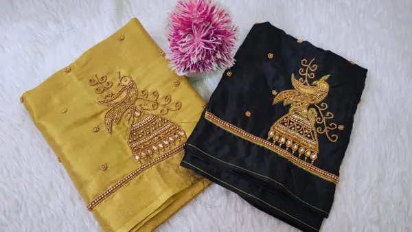 Designer Minimal Peacock Blouse – Subtle Glam in Every Thread