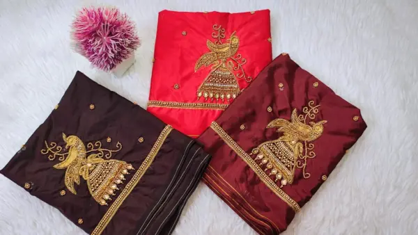 Designer Minimal Peacock Blouse – Subtle Glam in Every Thread