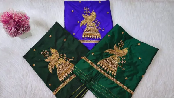 Designer Minimal Peacock Blouse – Subtle Glam in Every Thread