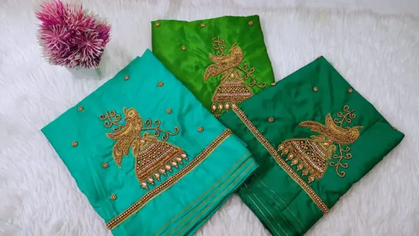 Designer Minimal Peacock Blouse – Subtle Glam in Every Thread