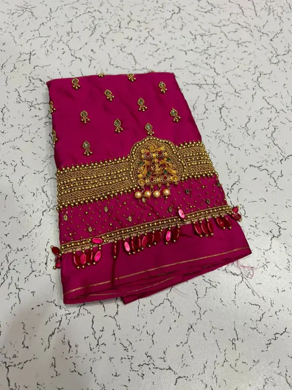 Divine Elegance – Laxmi Idol Maggam Work Blouse at Unbeatable Price