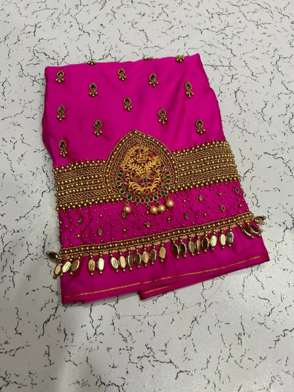 Divine Elegance – Laxmi Idol Maggam Work Blouse at Unbeatable Price