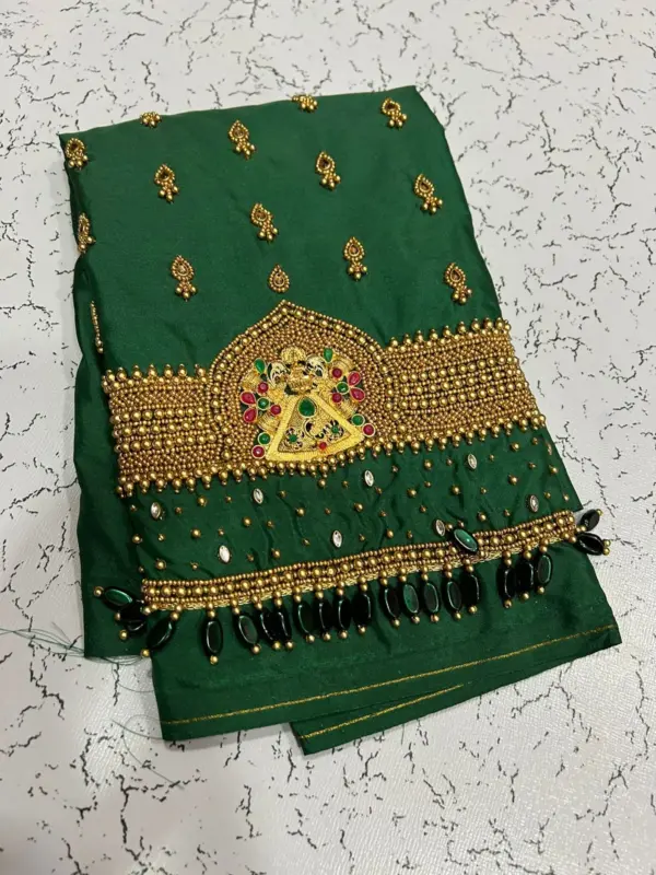 Divine Elegance – Laxmi Idol Maggam Work Blouse at Unbeatable Price