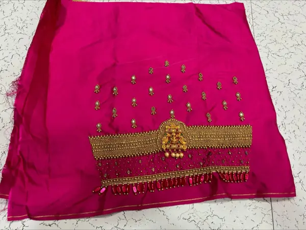 Divine Elegance – Laxmi Idol Maggam Work Blouse at Unbeatable Price