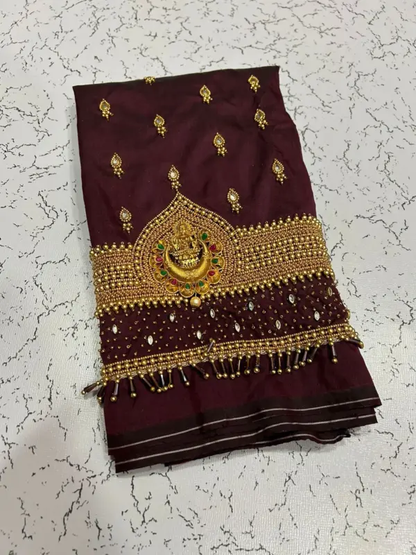 Divine Elegance – Laxmi Idol Maggam Work Blouse at Unbeatable Price