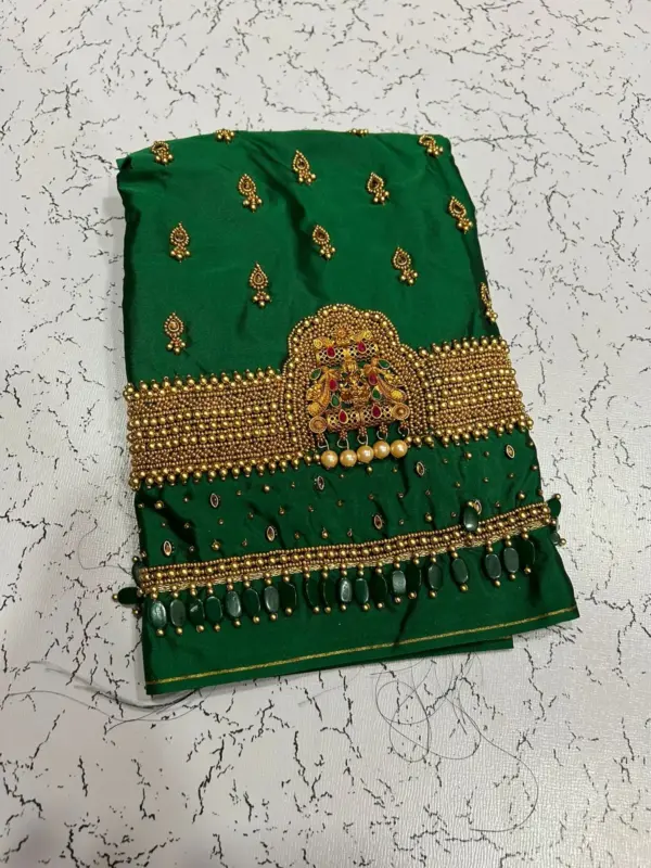 Divine Elegance – Laxmi Idol Maggam Work Blouse at Unbeatable Price