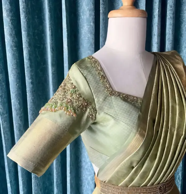 Dreamy Pastel Green Wedding Blouse – Grace Meets Grandeur!