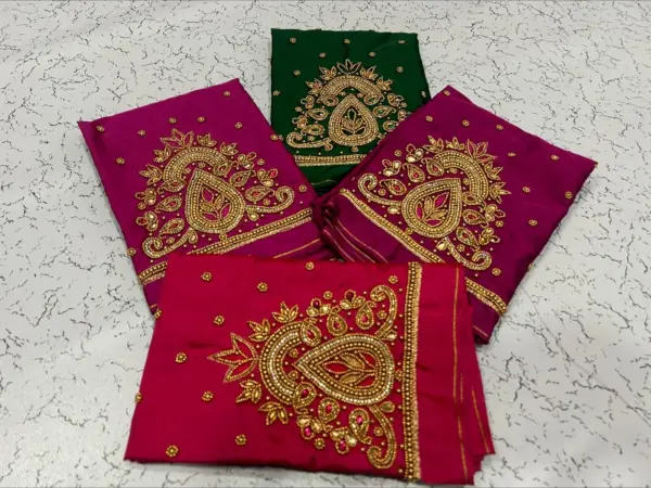 Elegant Mango Motif Aari Work Blouse – Timeless Craftsmanship for a Regal Look!