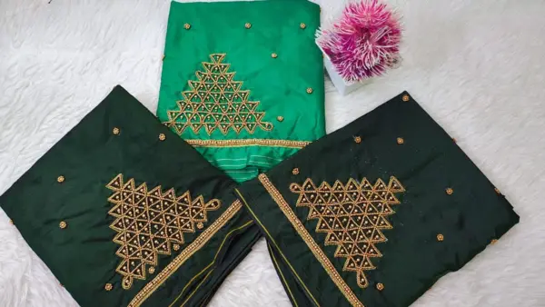 Elegant Traditional Checks Purple Aari Work Blouse – Limited Time Offer