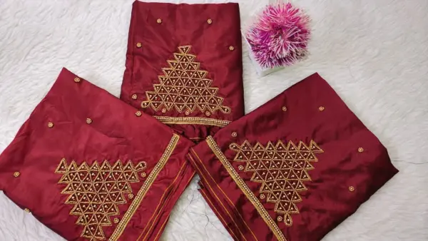 Elegant Traditional Checks Purple Aari Work Blouse – Limited Time Offer