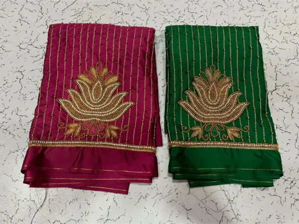 Grace Redefined – Lotus Lines Aari Beads Work Blouse for the Elegant You