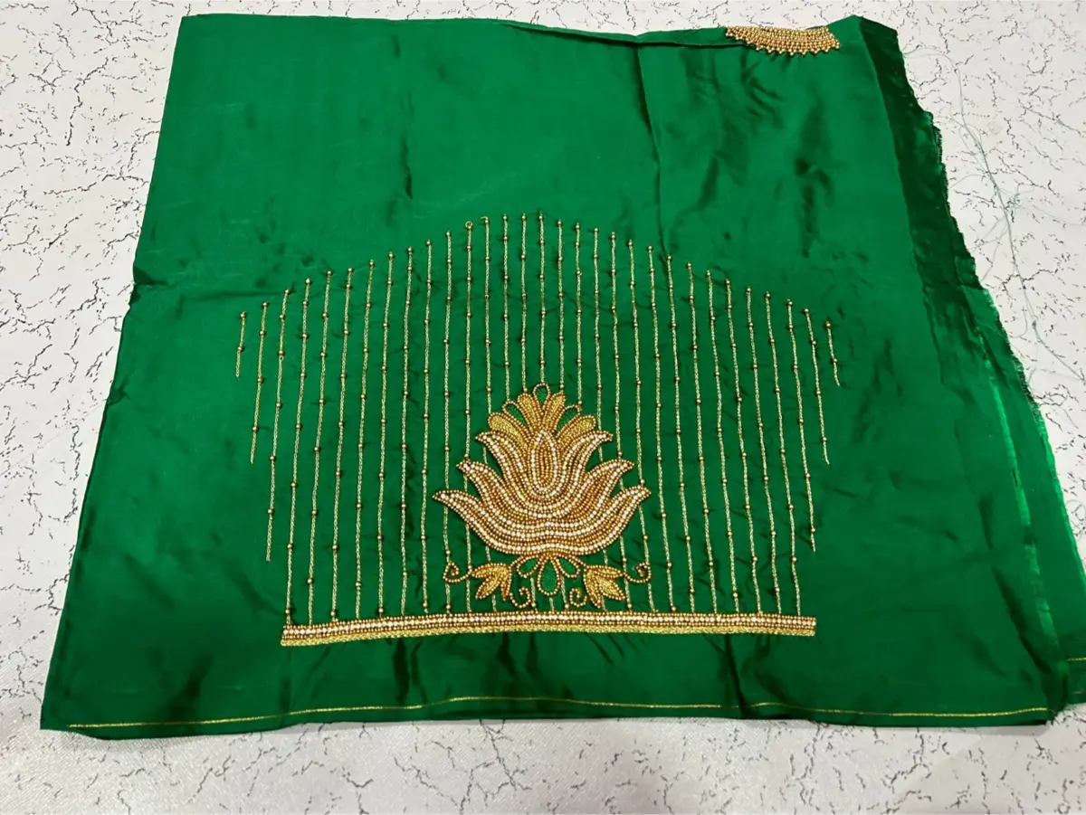 Grace Redefined – Lotus Lines Aari Beads Work Blouse for the Elegant You 2