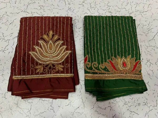 Grace Redefined – Lotus Lines Aari Beads Work Blouse for the Elegant You