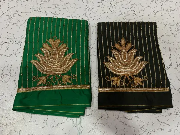 Grace Redefined – Lotus Lines Aari Beads Work Blouse for the Elegant You