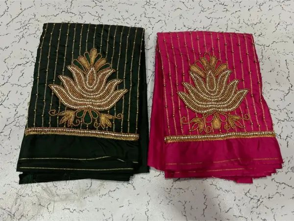 Grace Redefined – Lotus Lines Aari Beads Work Blouse for the Elegant You