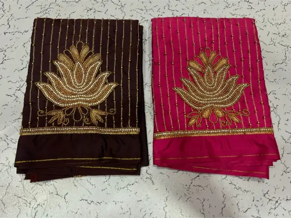 Grace Redefined – Lotus Lines Aari Beads Work Blouse for the Elegant You