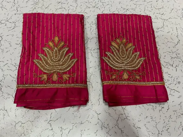 Grace Redefined – Lotus Lines Aari Beads Work Blouse for the Elegant You