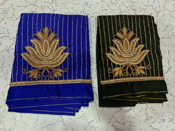 Grace Redefined – Lotus Lines Aari Beads Work Blouse for the Elegant You