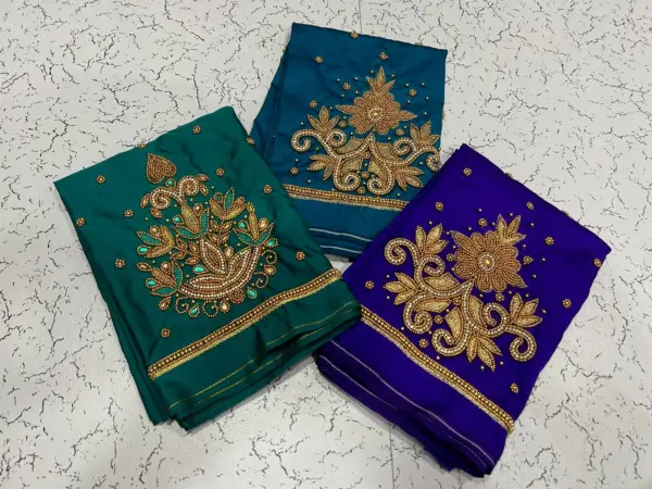 Graceful Green Floral Buti Aariwork Blouse – Limited Offer