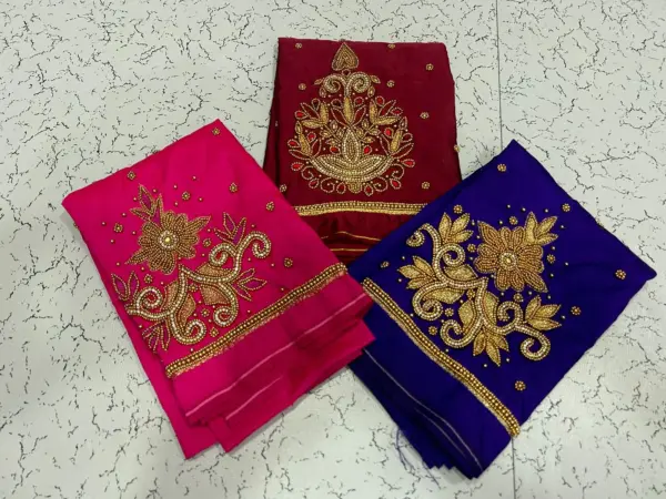 Graceful Green Floral Buti Aariwork Blouse – Limited Offer