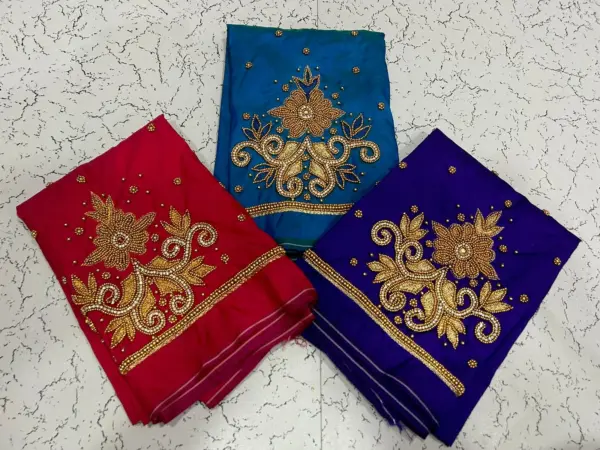 Graceful Green Floral Buti Aariwork Blouse – Limited Offer