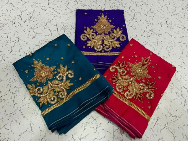 Graceful Green Floral Buti Aariwork Blouse – Limited Offer