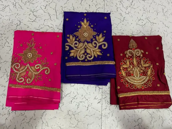 Graceful Green Floral Buti Aariwork Blouse – Limited Offer