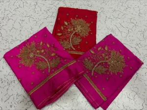 Graceful Lotus Elegance – Designer Beads Aari Work Blouse at Price 8