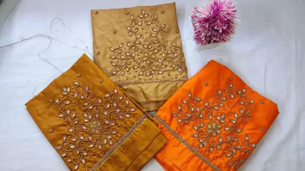 Graceful Minimal Floral Beads Blouse – Designer Look, Budget Price