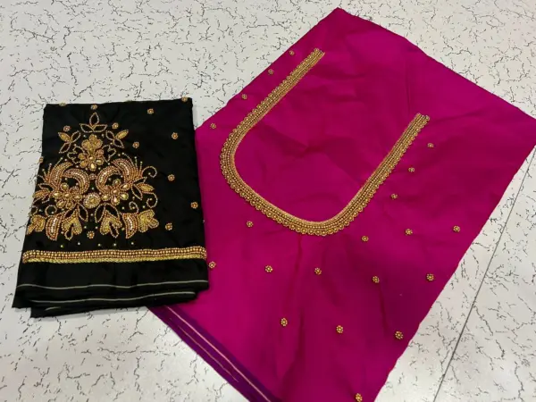 Limited Time Offer – Elegant Buti Beads Aari Work Blouse