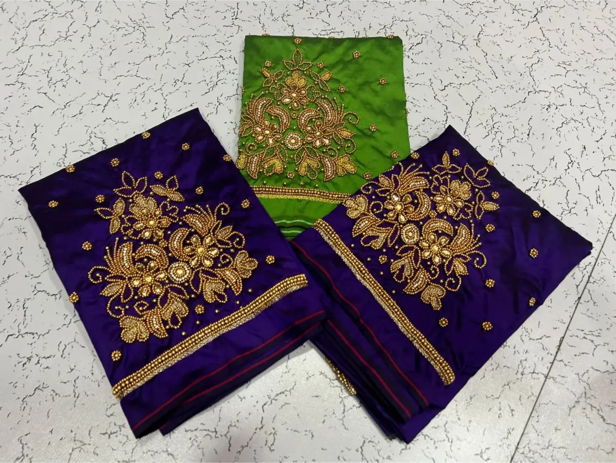 Limited Time Offer – Elegant Buti Beads Aari Work Blouse 10