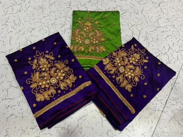 Limited Time Offer – Elegant Buti Beads Aari Work Blouse